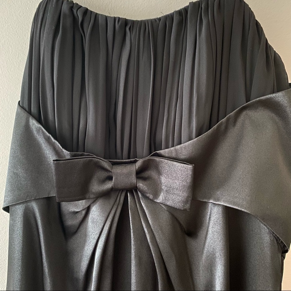 Vintage little black dress DeLaru Black strapless satin dress midi - Picture 5 of 8